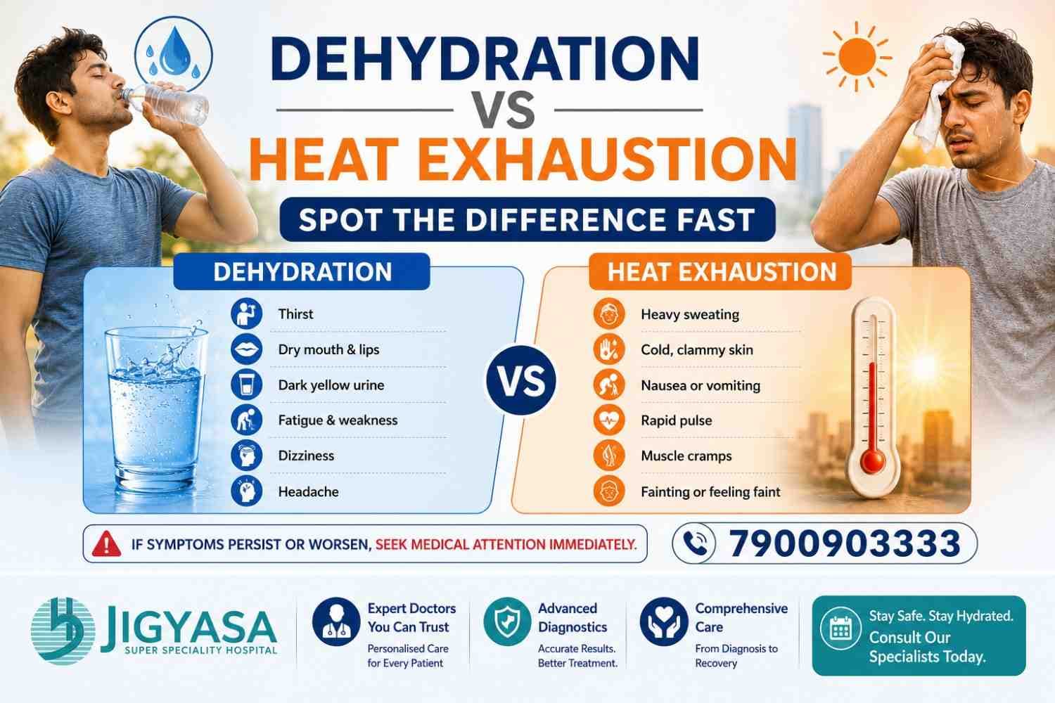 Dehydration vs Heat Exhaustion — Spot the Difference Fast